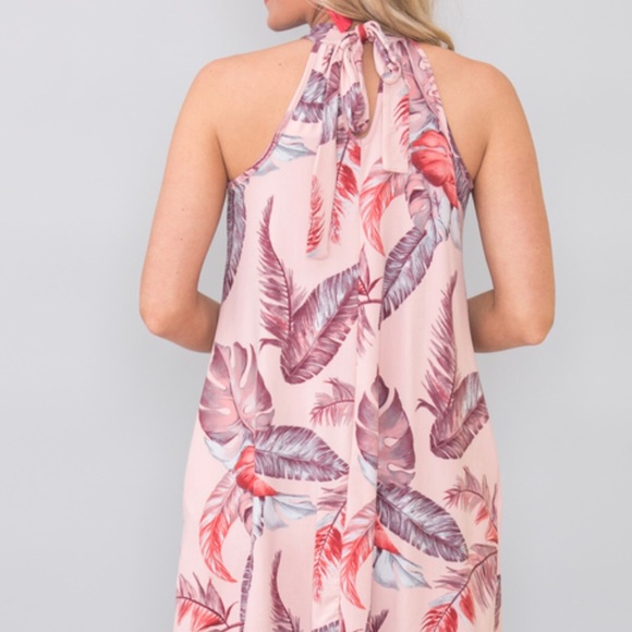 Pink Tropical Palm Leaf Dress - Picture 3 of 6